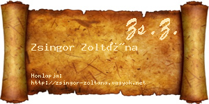 Zsingor Zoltána névjegykártya